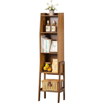 Welnow Natural Modern End Table, Bamboo Nightstand With 3 Tier Storage Space Open Shelf Side Table Cabinet Bedside Table Practical Sofa Side Table For Bedroom, Living Room, Walnut, Large