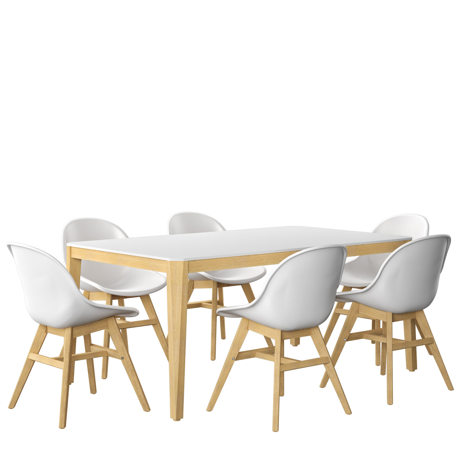 Grandos 67'' Rectangular 6 - Person Outdoor Dining Set, White