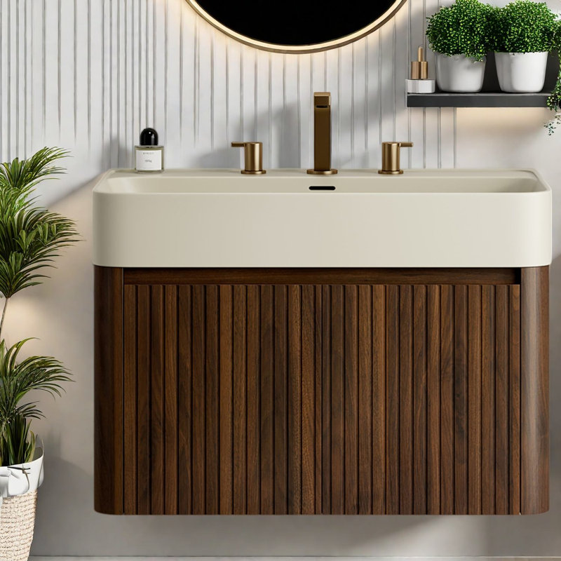 Meuble-lavabo (doit inclure le meuble-lavabo et le lavabo), noyer moderne 24 po, 29.53