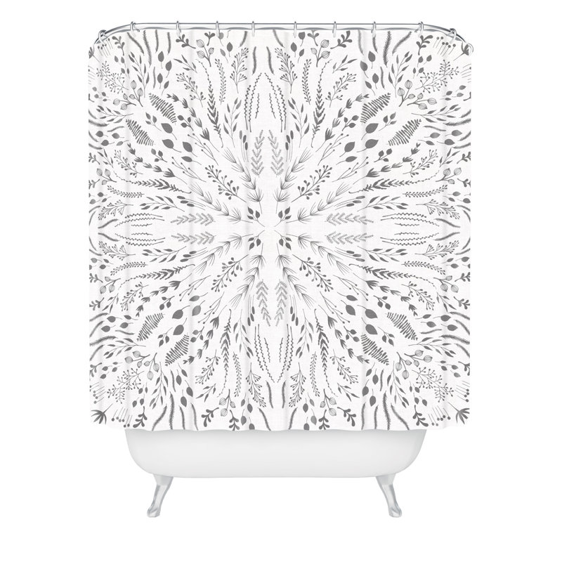 Floral Shower Curtain, Gray