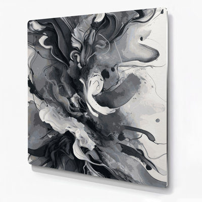Aquarelle abstraite 21, art mural gris en métal