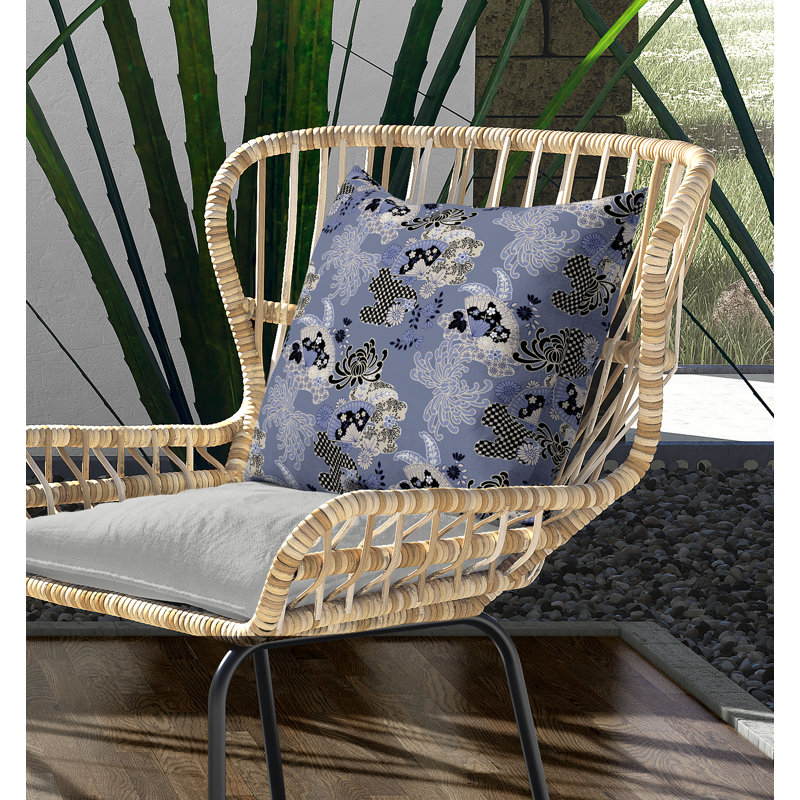 Square Cushion, Blue/Black, 46cm H x 46cm W