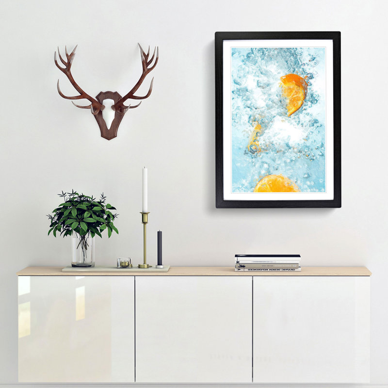Orange in the Water - Picture Frame Painting Print, 65cm H x 48cm W x 2cm D, Black Framed