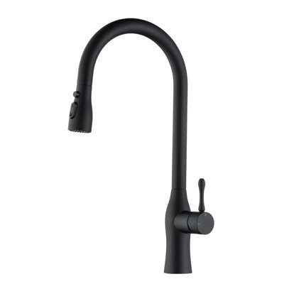 Professional Kitchen Inspired Matte Black Pull-Down Faucet, Stainless Steel Build Body