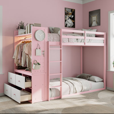 Twin Size Bunk Bed With 4 Storage Drawers