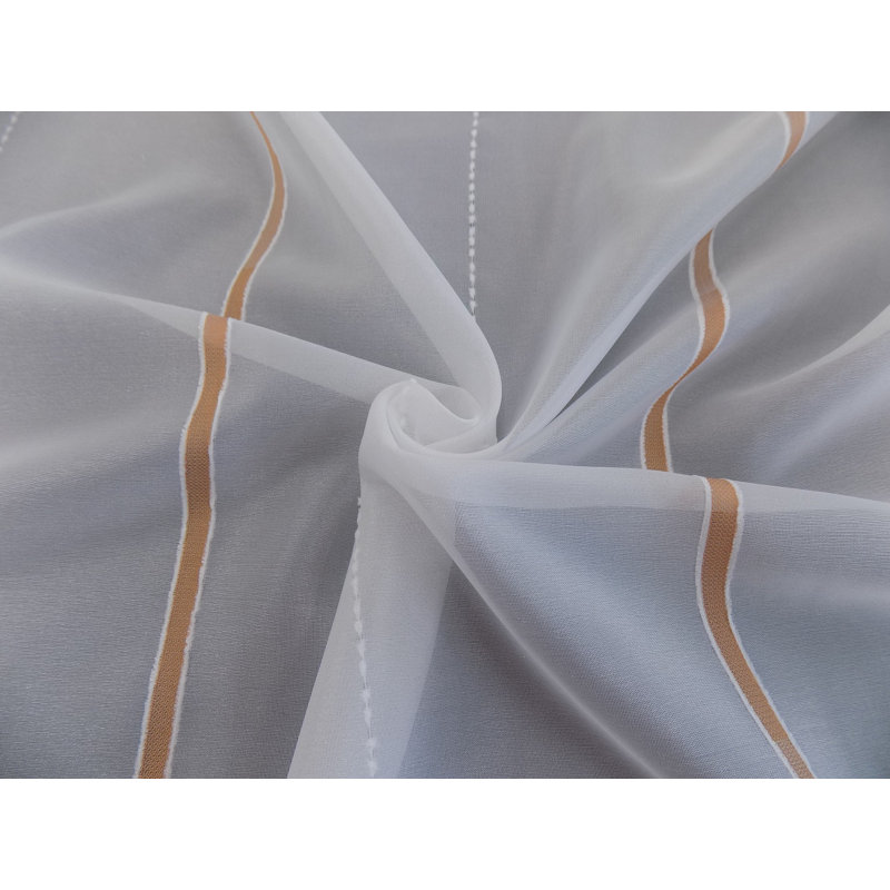 Canadice Semi Sheer Curtain Single Panel, 300 W x 245 D cm, Terracotta/White