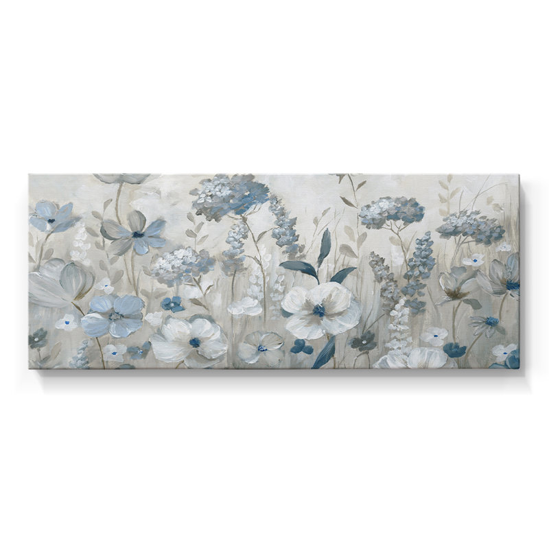 Cool Blue Field- Toile tendue avec châssis - Prêt à accrocher, H 20 po x l 50 po