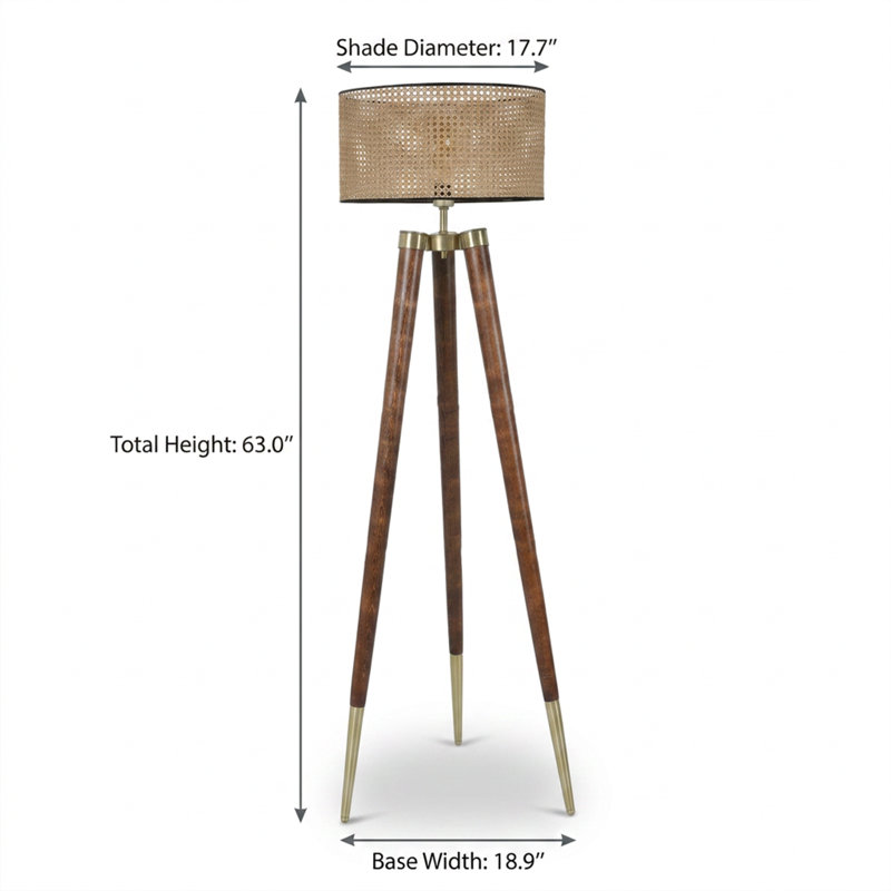 Novara Beige / Walnut Drum Shade Floor Lamp