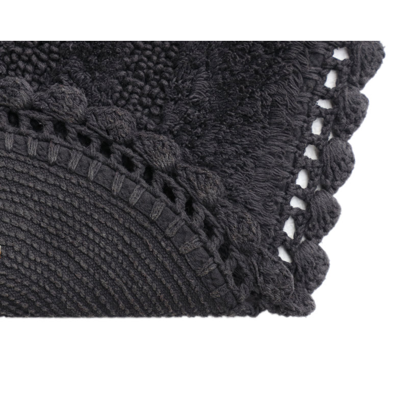 Akiera Luna Crescent Bath Rug Non skid, Black