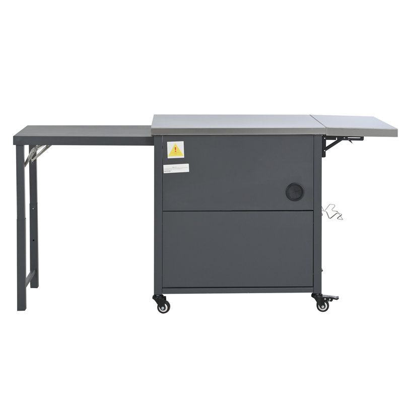 Chariot de barbecue pliable pour l'extérieur, Gris
