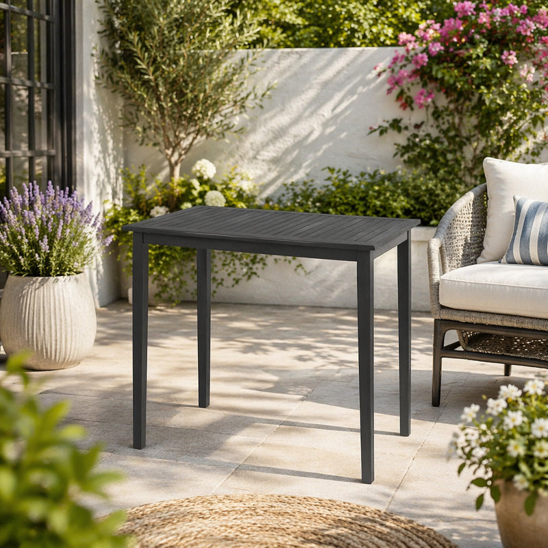Table de bar d'extérieur minimaliste en bois d'acacia, Dark Grey