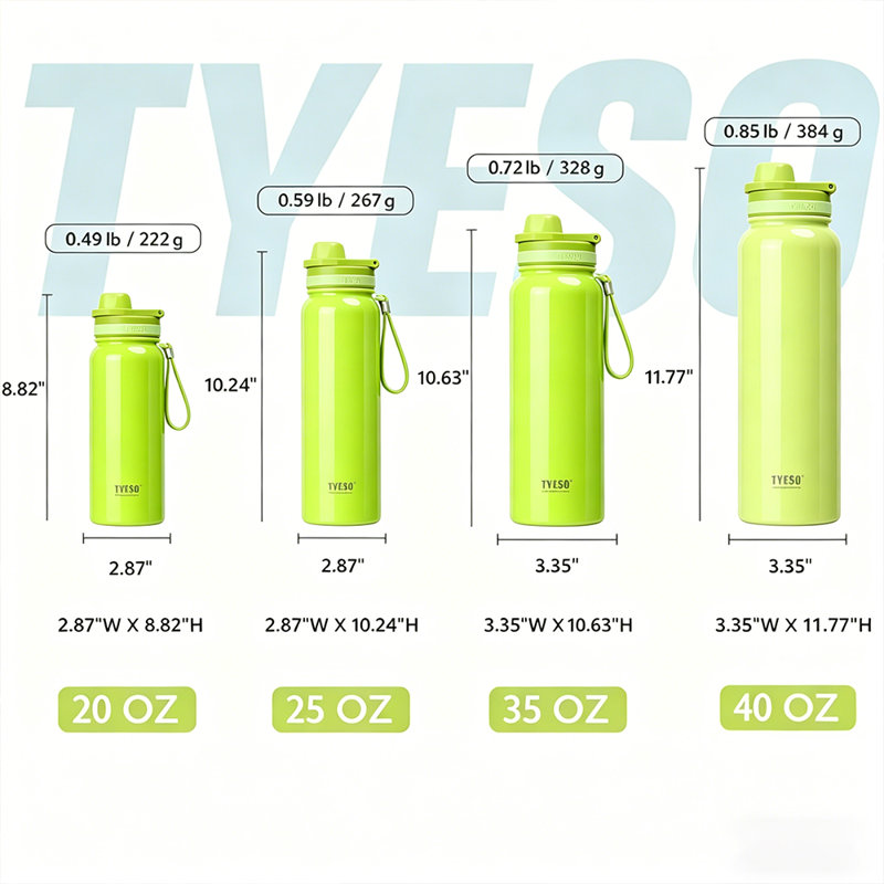 Bouteille de sport légère en acier inoxydable avec poignée TYESO, 35 oz, Moka