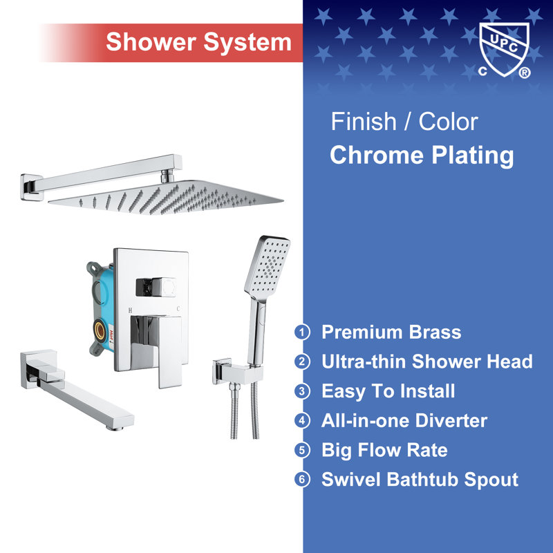 All-In-One Kit with Rough in-Valve, Chrome