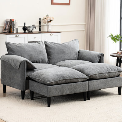 Convertible avec rangement en gris - 2 pour le salon, la chambre à coucher, le bureau, les petits espaces et les espaces compacts à la mode