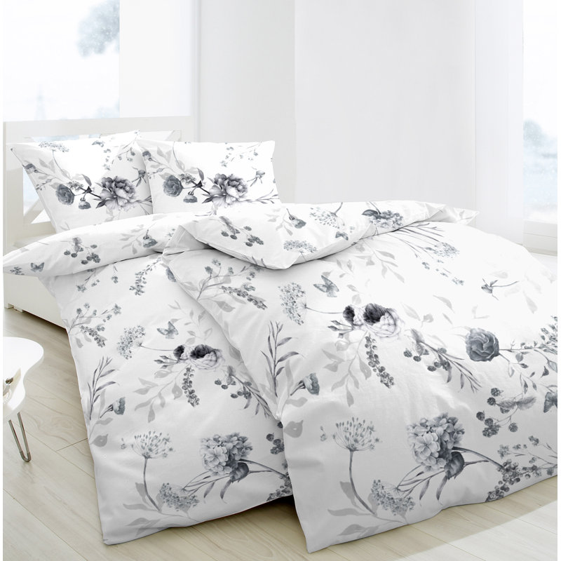 Earp Sateen Duvet Cover Set, 155cm W x 220cm L - 1 pillow 80 x 80cm, White