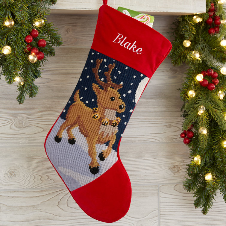 Personalized Reindeer Needlepoint Stocking