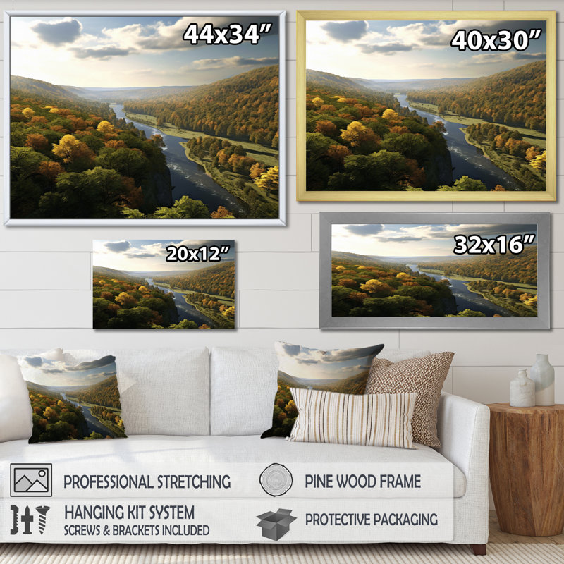 Delaware River Horizon, reproduction d'art sur toile, H 12 po x l 20 po x P 1 po, Toile tendue