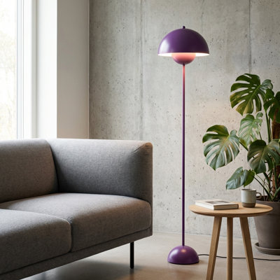 Lampe sur pied dôme moderne avec lumière indirecte, poteau en métal mince et interrupteur au pied - lampe sur pied de 65 po de hauteur pour salon, chambre à coucher, bureau - douille E26