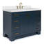 Meuble-lavabo simple en bois massif de 48 po de couleur bleu nuit avec comptoir blanc pur 1,5 po Freitas de Freitas, lavabo central ovale-1303478615-1235631632-1235631633