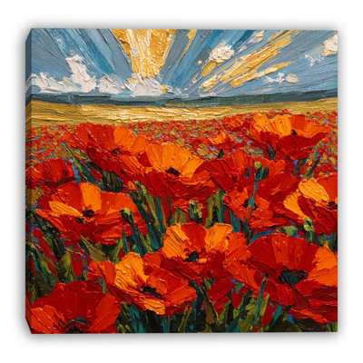 Scarlet Poppy Sunrise Wrapped Canvas Wall Art