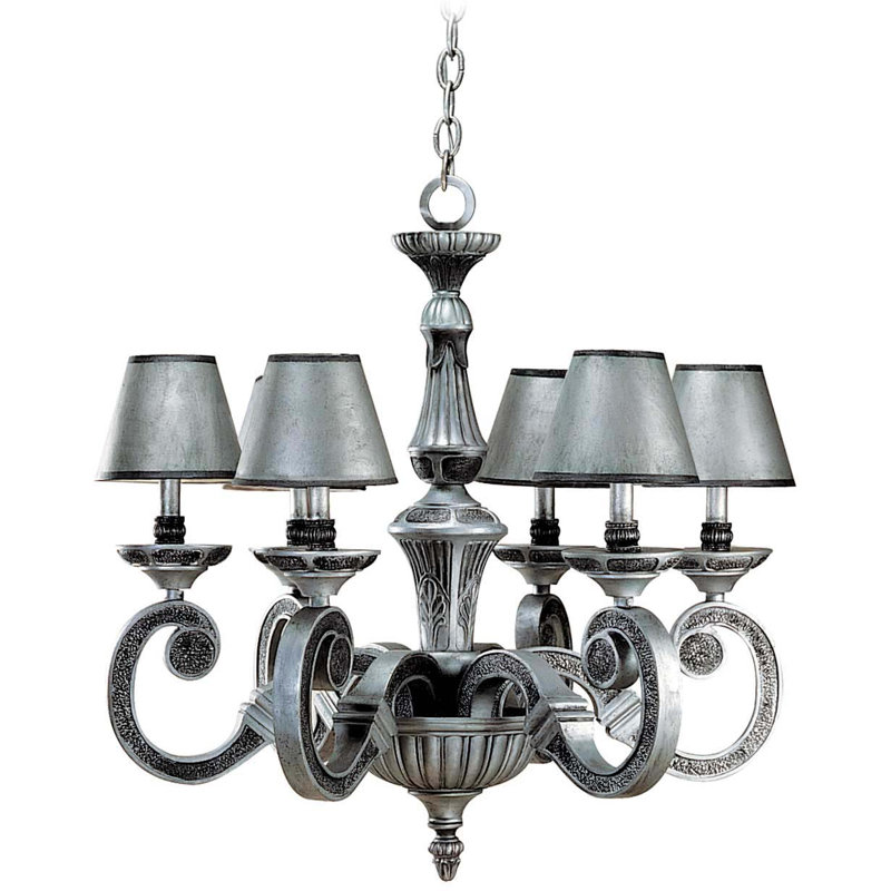 Lustre d'intérieur / classique en fer martelé 6 lumières avec abat-jours empire Cicalese
