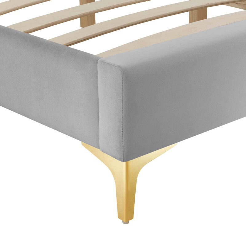 Sutton Performance Velvet Bed Frame, King, Light Grey Velvet