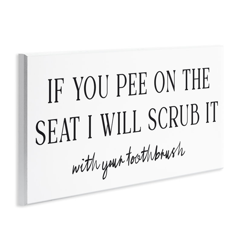 Pee On The Seat Humour Wall Plaque, design by Lettered and Lined