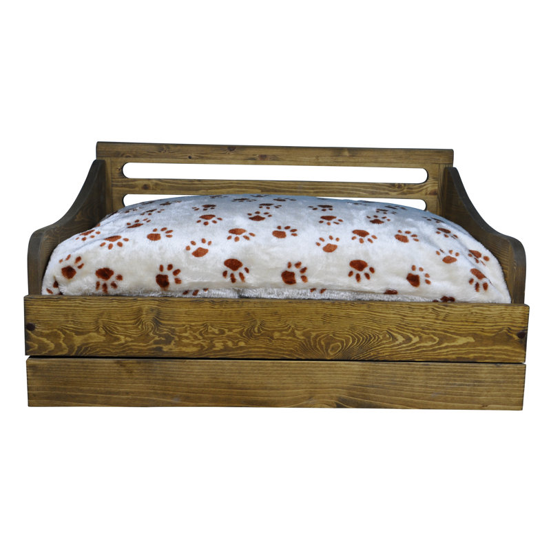 Canapé pour chien en bois Hardesty Paws, Petit (l 15,16 po x P 22,44 po x H 15,35 po), Brun rustique