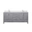 Meuble-lavabo double gris vieilli 72 po X P 22 po D, dessus en quartz blanc et ensemble de robinet-117978665