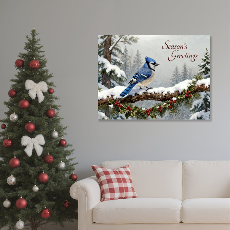 «Winter Bird Scene», art mural, H 24 po x l 36 po