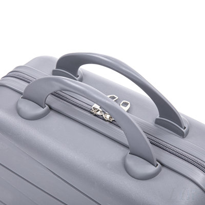 4-Piece PP Spinner Wheel Luggage Set with Iron Pull Rod, Combination Lock, and 14-Inch Cosmetic Case for Stress-Free Travel