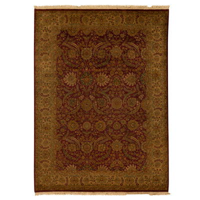 Hand Knotted Wool Oriental Area Rug in Red And Gold
