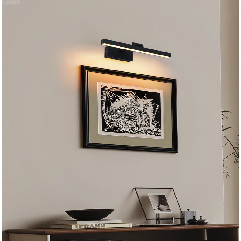 Barre d'éclairage moderne à télécommande pour meuble-lavabo à DEL, noir mat, Matte Black