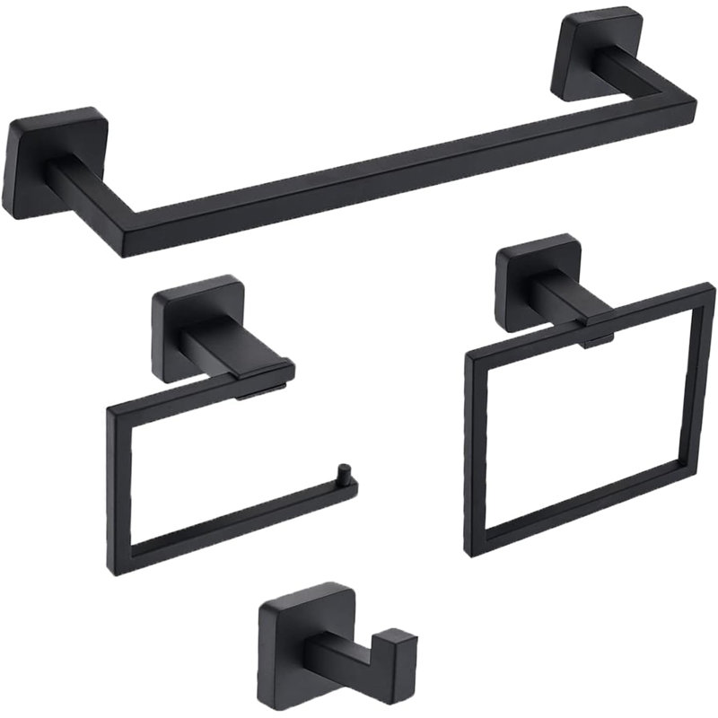 4 - Piece Bathroom Hardware Set,  Matte Black