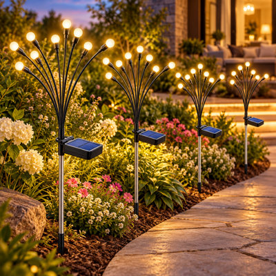 Lampes de jardin à DEL solaires à effet luciole avec détecteur crépusculaire