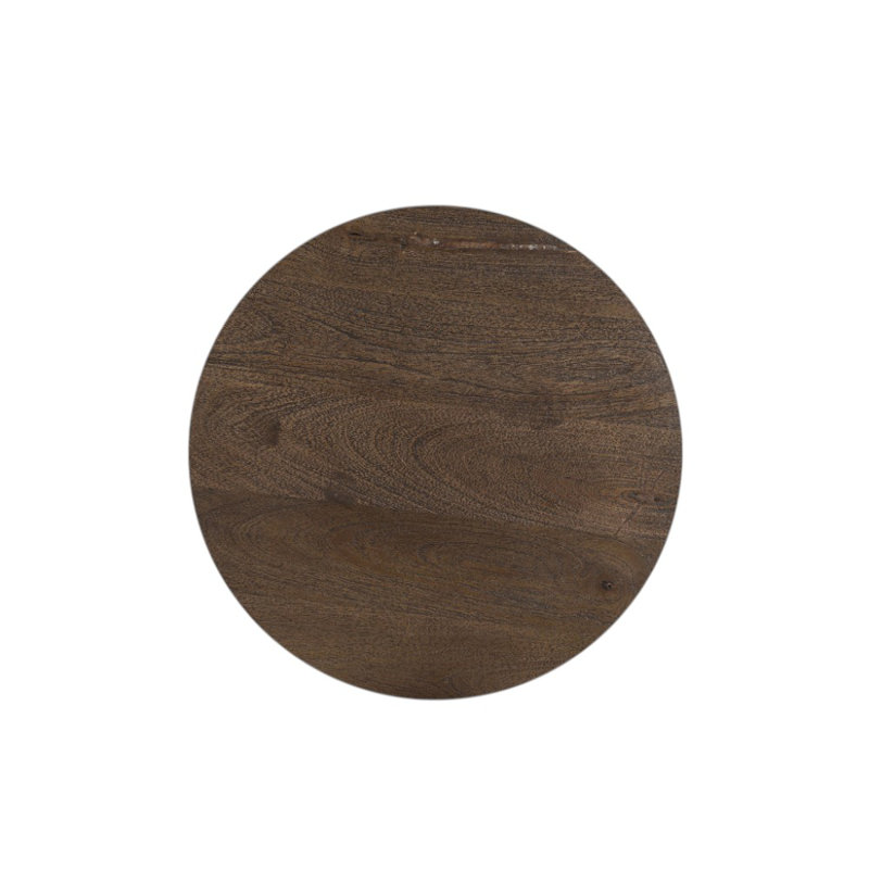 Table de bout ronde en bois massif 18 po Lefancy, Brun foncé