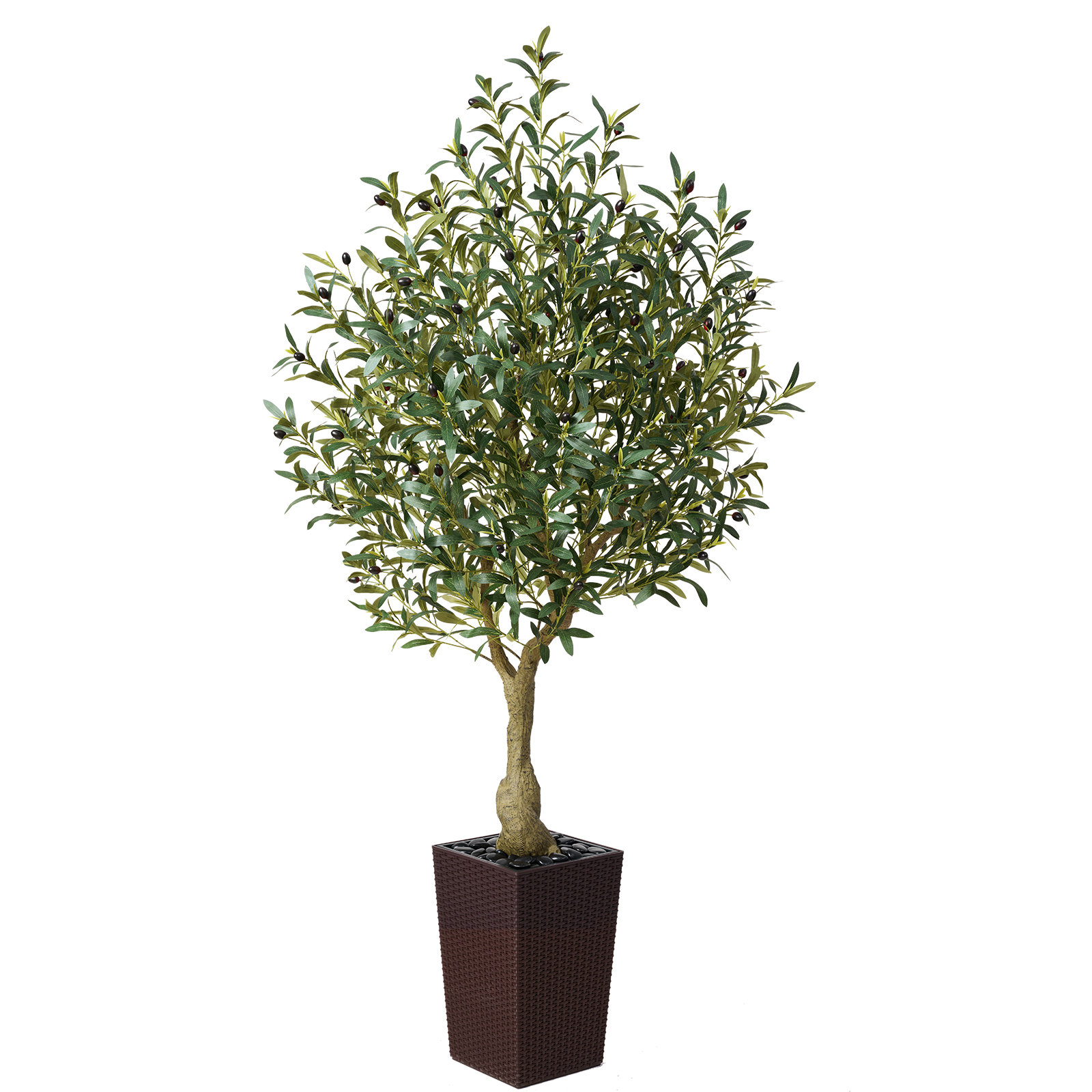 Adcock Olive Tree in Decorative Vase, Brown, 72" H x 16" W x 24" D