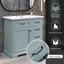 Meuble-lavabo gris 36 po avec lavabo en céramique et tiroirs et porte à fermeture en douceur | Idée de cadeau