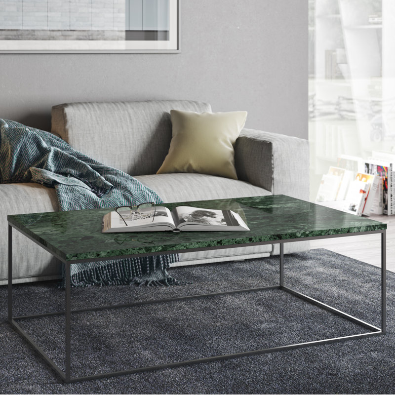 Tonya Frame Coffee Table, Chrome, Green