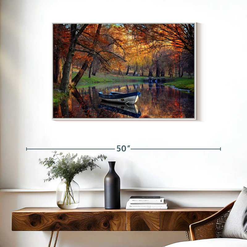 Bateau Autumn Lake, Cadre flottant blanc, 37 po x 25 po