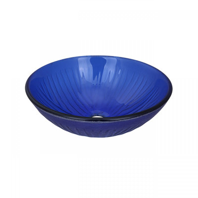Lavabo de salle de bain vasque circulaire en verre bleu