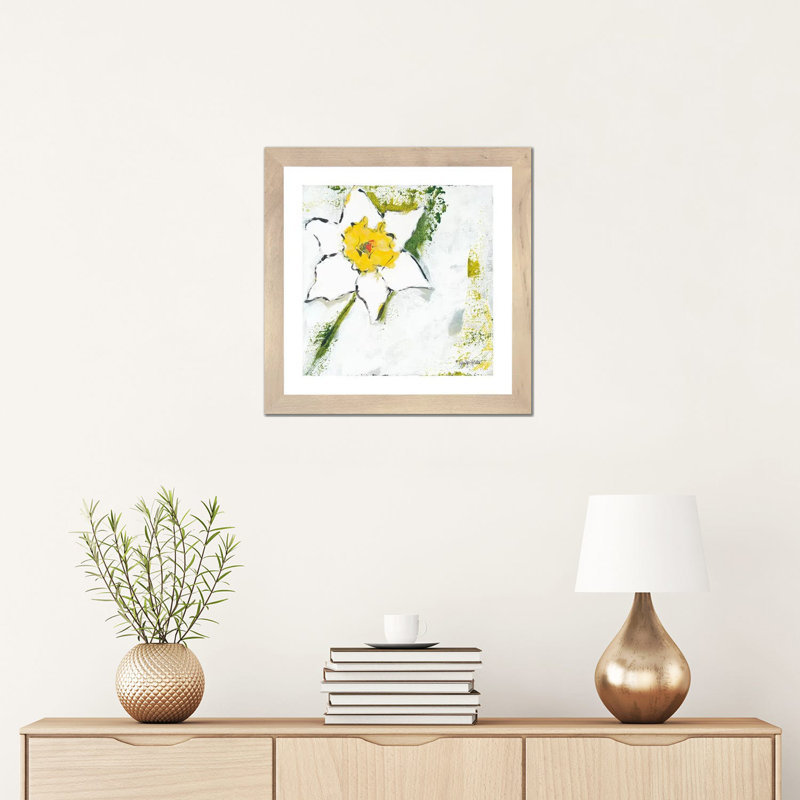 Impression, Papier avec cadre beige, H 16 po x l 16 po x p 1 po, Blanc