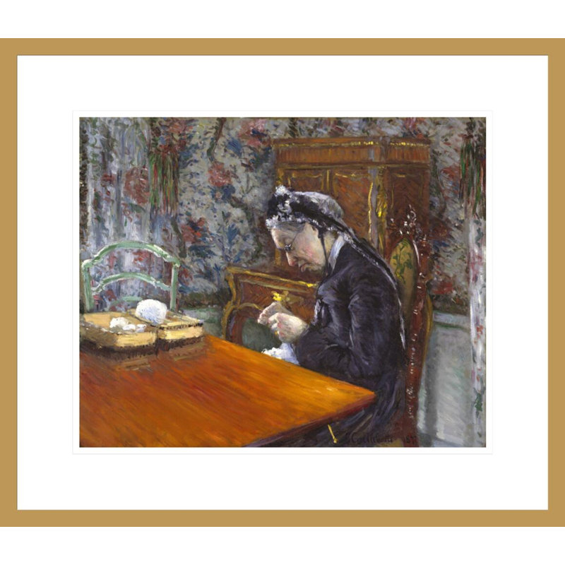 «Mademoiselle Boissière Knitting» par Gustave Caillebotte, impression giclée encadrée, H 17,75 po x l 20,54 po