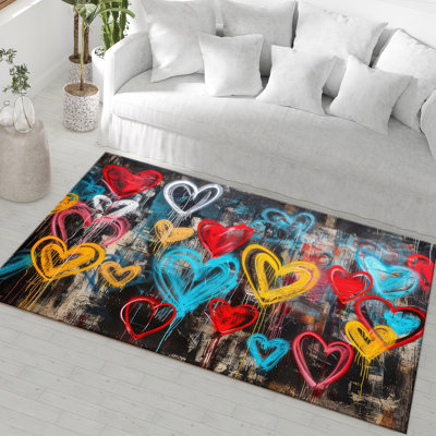 Tapis à motif floral à motif floral avec des couleurs vibrantes, idéal pour rehausser le décor du salon