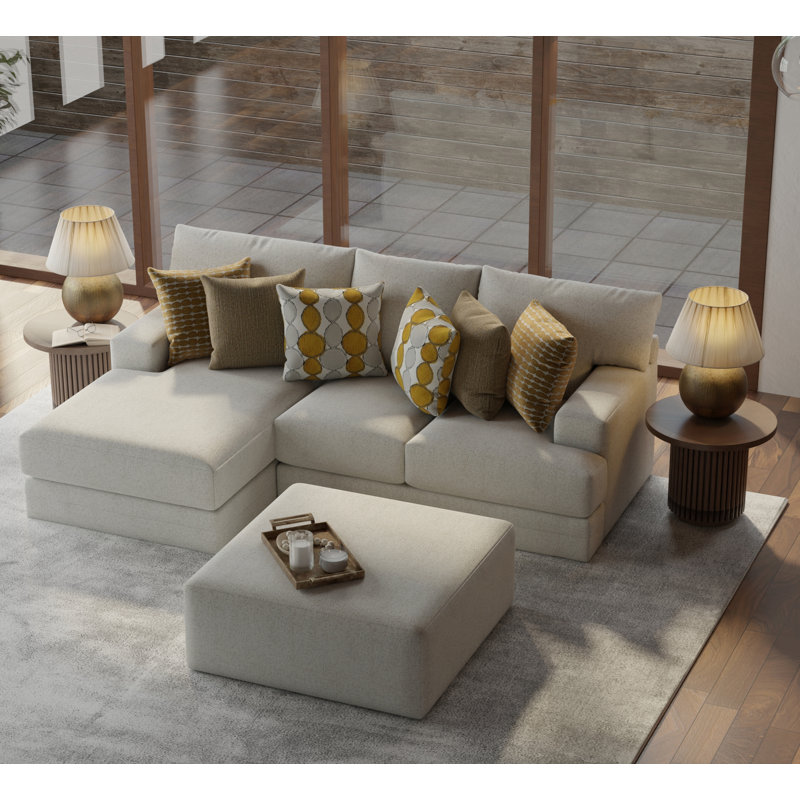 Aguilar - Canapé-lit de 2 pièces avec sièges confortables, repose-pieds de cocktail de 41 po et 6 coussins décoratifs inclus