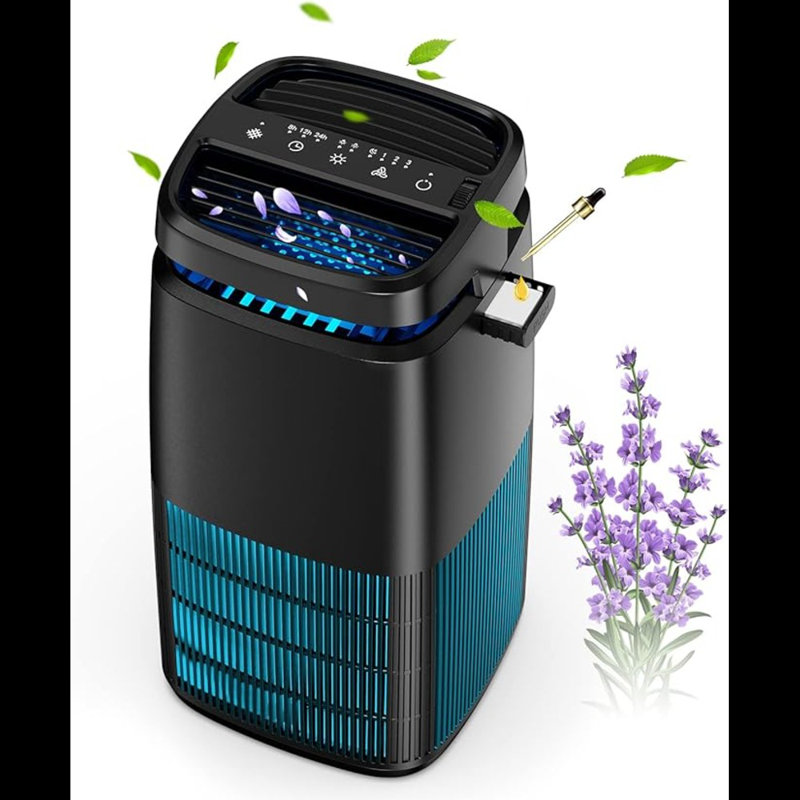 POMORON 4-In-1 Air Purifiers For Home, Air Ionizer Negative Ion Generator, Efficient HEPA Filter, UV, Remove 99.97% Particles Such As Pollen Smoke Pet Dander Air Cleaner For Bedroom, MJ002H,