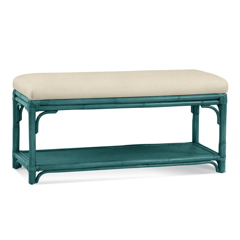 Summer Retreat Wicker Shelf Storage Bench, Havana, Ivory Crypton Performance; 0886-91