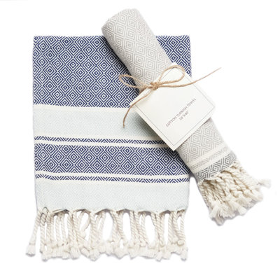 100% Cotton - Kitchen and Bathroom Turkish Hand Towels (Set of 2)| Decorative Hand Towels for Bath, Guest, Face, Hair, Tea, Dishcloth | 40”x18”