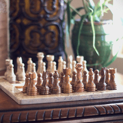 Vintage Marble Chess Set with Storage Case by Marble Cultures