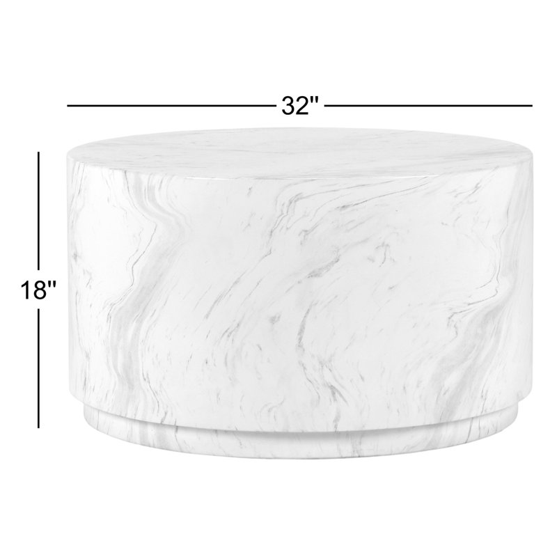 Arlette 32" Outdoor Round  Coffee Table White